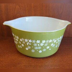Vintage Pyrex Crazy Daisy Green Floral Mixing Bowl 1.5 Qt
